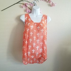 Styles Tank top orange racerback high Low top